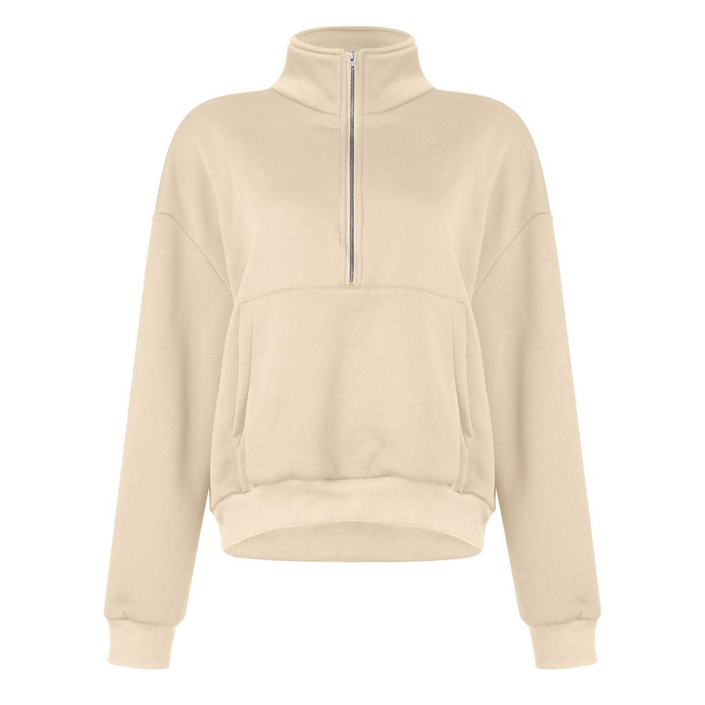 Пуловер на полумолнии, женские толстовки с капюшоном на четверти молнии, осенне-зимняя одежда, одежда с карманами, свободные кофты