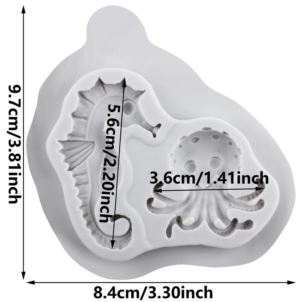 Форма силиконовая Русалка Дельфин Рыба Черепаха Краб Осьминог Морской конь Формы Инструменты для украшения торта Топпер для кекса Конфета Смола Глина Шоколад Мастика Форма