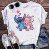 New Disney Women T-shirt Kawaii Lilo Stitch Print Tee Shirts Fashion Short Sleeve T Shirt Female Streetwear Y2k Clothes Top