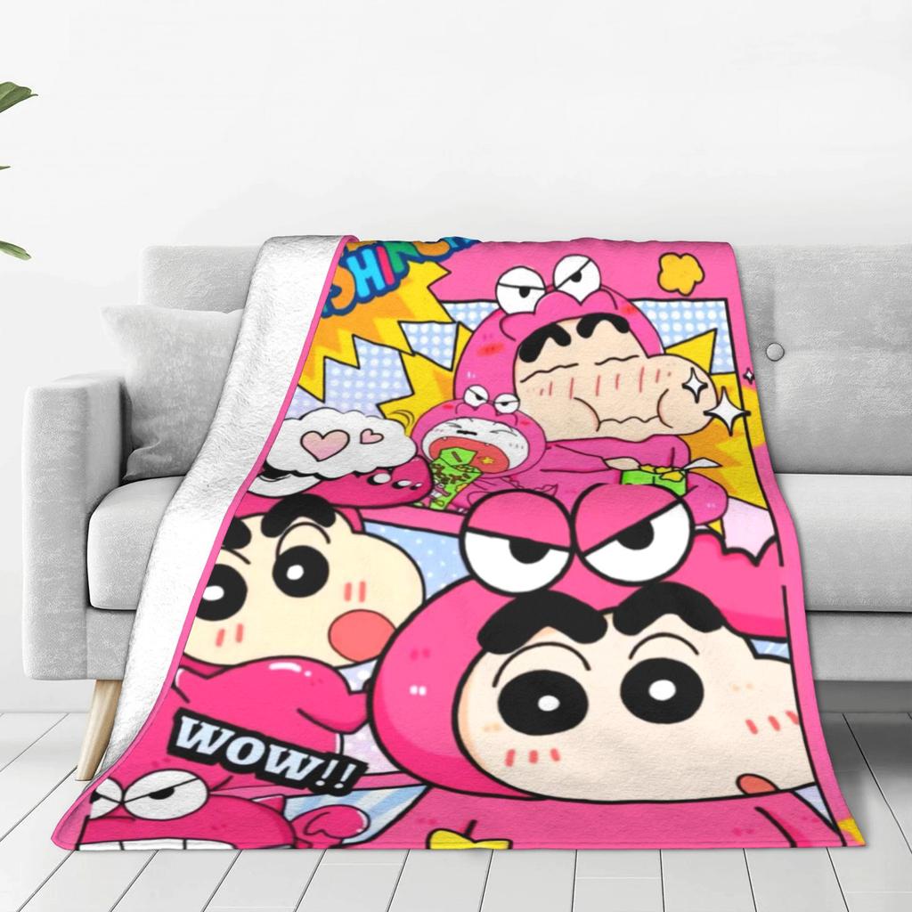 Crayons Shin-chans As Pikachu Blanket  Soft Street Trend Plush Throw Blanket For Children Bedroom Flannel Bedspread Bed Cover