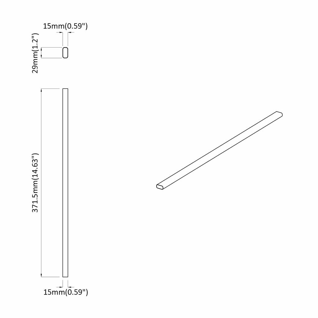 Clothes Rod 2 pcs Silver 372 x 15 x 29 mm Aluminium Alloy