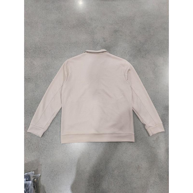 Men S Loose Fit Lapel Zip Pocket Waffle Knit Jacket