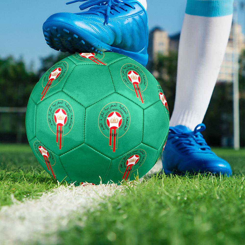 Футбольный мяч Morocco National FC, размер 5, разноцветный, подходит для всех возрастов, машинная строчка, материал ПВХ, соревновательного уровня, прочный и с высоким отскоком