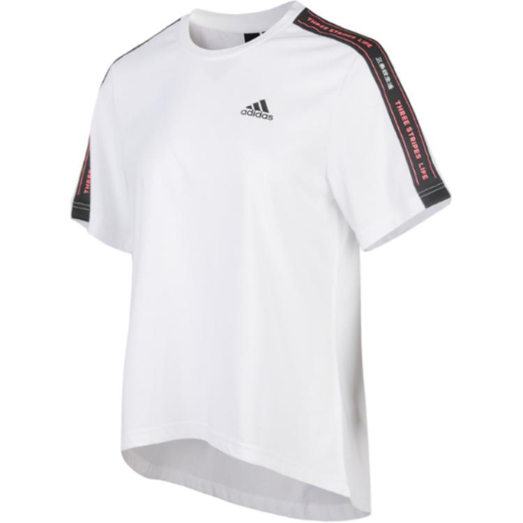 Adidas Футболка с логотипом и лентой Ss Tee, удобная футболка с коротким рукавом и круглым вырезом, женские топы белого цвета FJ6885