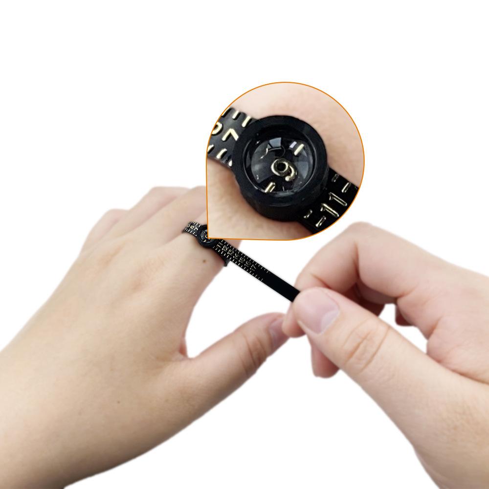 Набор из 2 инструментов для измерения размера колец 1–17 с увеличительным стеклом Линейка для колец Meidu 15–25, линейка для черного браслета