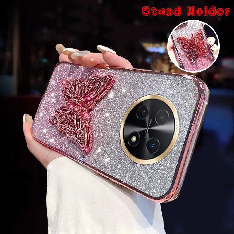 For Huawei Nova 15 Max Case with Cute Butterfly Stand Luxury Slim Gradient Clear Plating Glitter Girls for Huawei Nova15 Max Back Cover