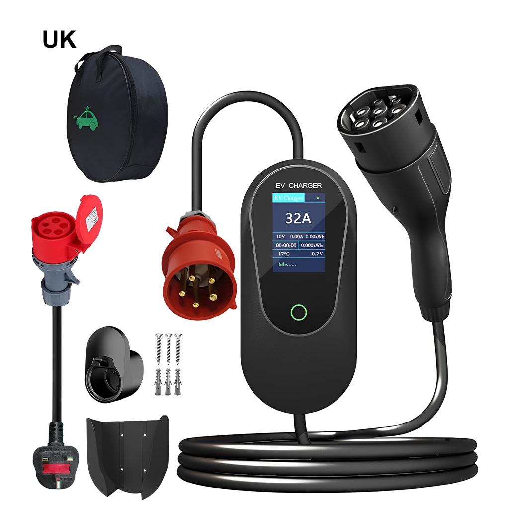 Type-2 Portable EV Charger 22KW 32A Type2 Electric Car Charger 3Phase Fast Charging Cable Bluetooth WiFi Control