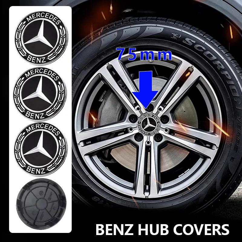 XCCWN1 For Mercedes Benz 4pcs 75mm For Mercedes Benz Car Wheel Center Cap Rim Hub Caps Emblem W202 W220 W213 W210 W164 E200 E260 E300