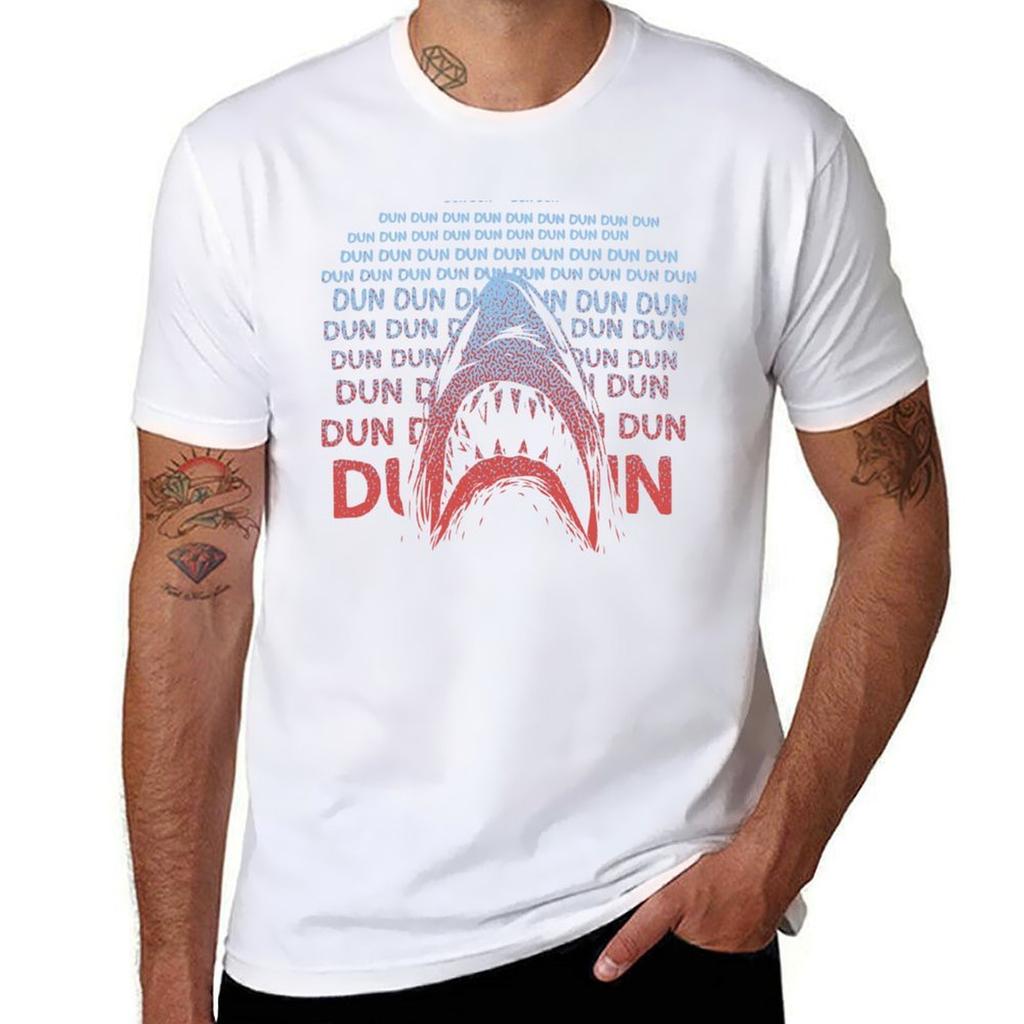 Jaws Theme Swimming T-Shirt Man T Shirt Heavy Cotton T Shirts for Man Graphic Vintage Man T Shirt Summer T-Shirt