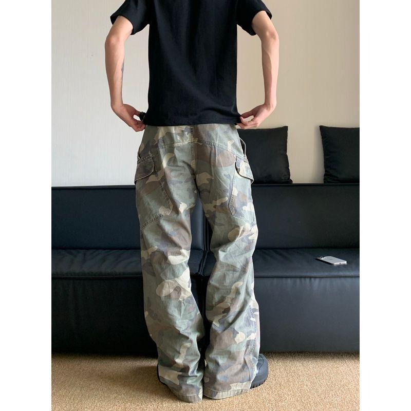 Капуста Кола Американский Камуфляж Брюки Карго Мужские Слим Прямые Хип-хоп Брюки Мужские Хай Стрит Вайб Расклешенные Брюки