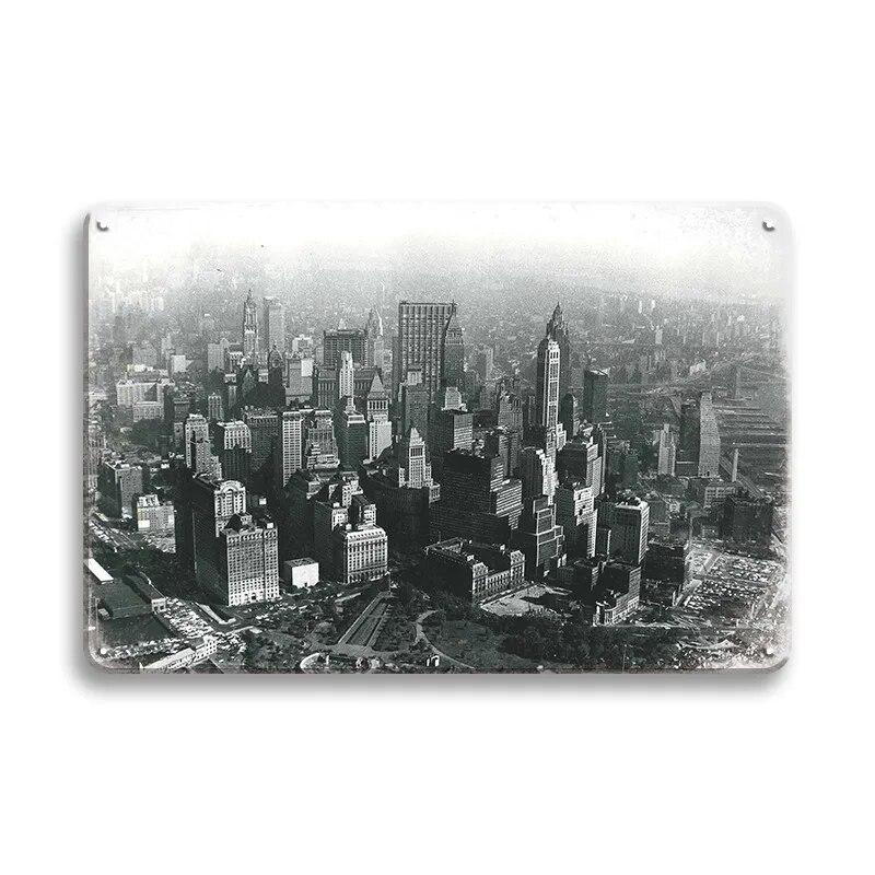 Beautiful City Landmarks Retro Posters Paris Dubai Building View Metal Tin Sign Living Room Bedroom Home Decorative Art Painting