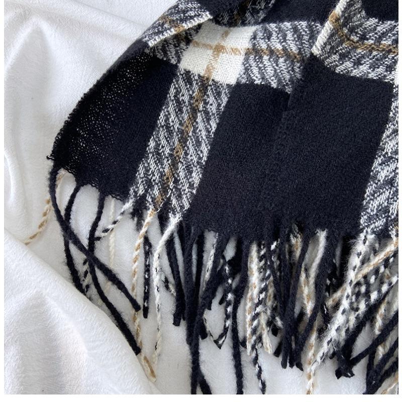 Women's Plaid Scarf - Windproof Warm Winter Scarf with Fringe Tassels Multi-Color Options for Casual & Formal Outfits