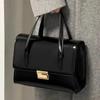Japanese Style Retro Black Handbag Women Leather Large Capacity Business Trip Sle Briefcase Ladies Campus Literary Shoulder Bags