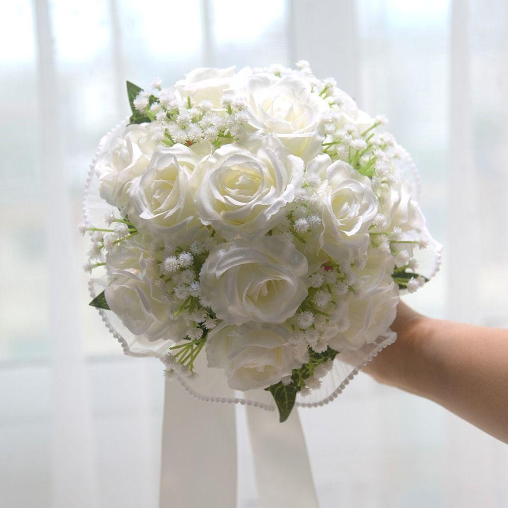 Exquisite Bridal Bouquet Baby's Breath White Rose Bouquet  Bride Accessories