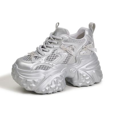 Модные 10 см кроссовки на массивной подошве из натуральной кожи и сетки, модные весенне-летние ботильоны до щиколотки на крючке, высокий бренд, удобные ботильоны, обувь с цветами для женщин