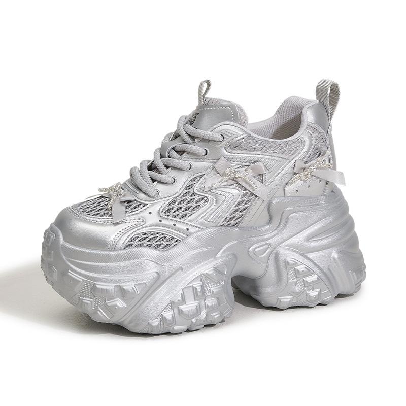 Модные 10 см кроссовки на массивной подошве из натуральной кожи и сетки, модные весенне-летние ботильоны до щиколотки на крючке, высокий бренд, удобные ботильоны, обувь с цветами для женщин