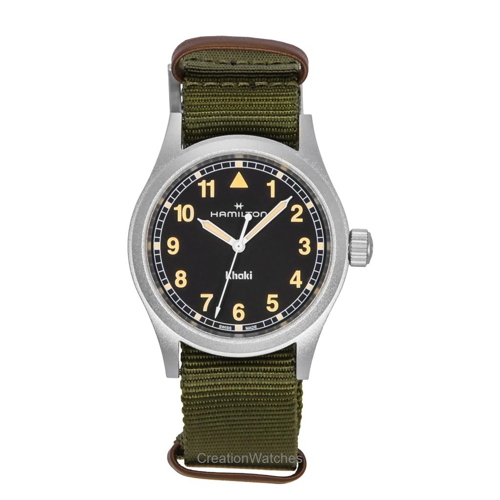 Hamilton Khaki Field Текстильный ремешок Черный циферблат Кварцевые H69401930 Унисекс часы