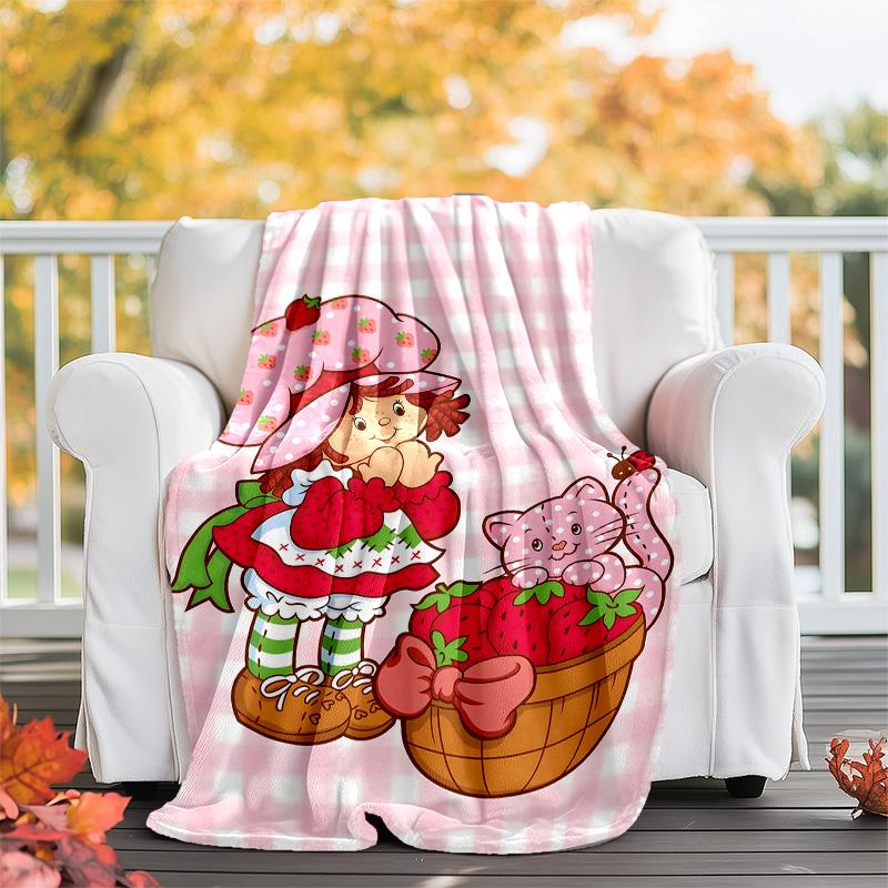1pc Strawberry Princess6 Theme Blanket - Digital Print, Polyester, Cozy for All Seasons, Perfect for Outdoor, Camping, and Travel