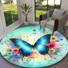 Butterfly Carpet, Non-slip Office Chair Rug, Digital Print Home Round Rug, Unique Festival Decorations