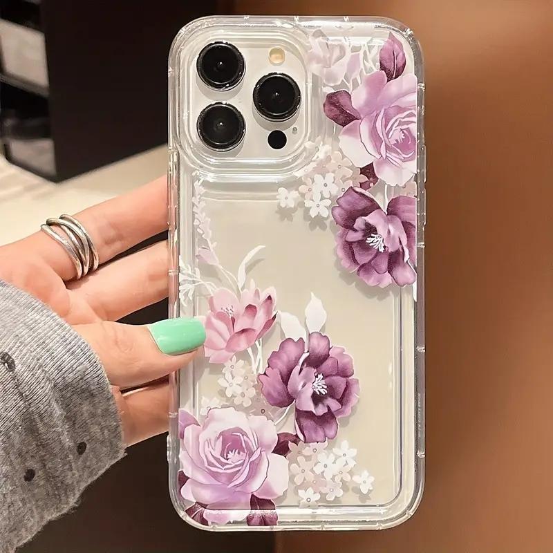 Прозрачный чехол для телефона с цветочным принтом для iPhone 17 16 15 14 13 12 11 Mini Pro Max X XR 8 7 Plus SE 2, мягкая задняя крышка