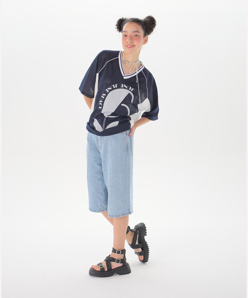 JUNEJUNE SPACE Прямые футболки из коллекции Uniform_Темно-синий