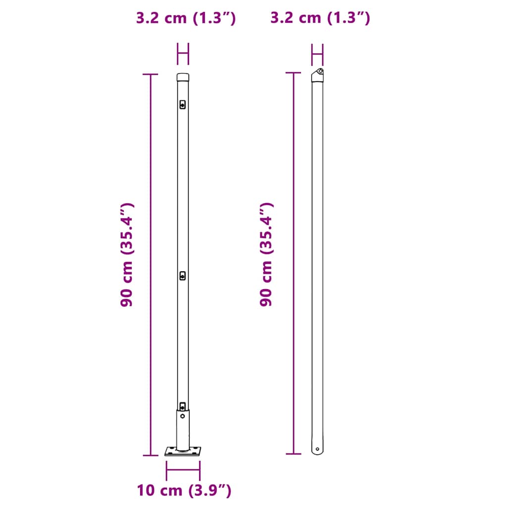 Fence Posts for Concrete Embedding 7 Pieces Green