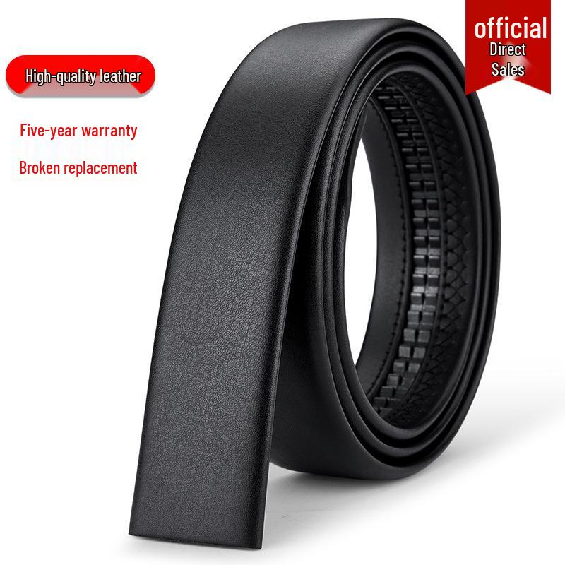 Мужской безголовый ремень из натуральной кожи с автоматической пряжкой - Модный для деловой и повседневной носки