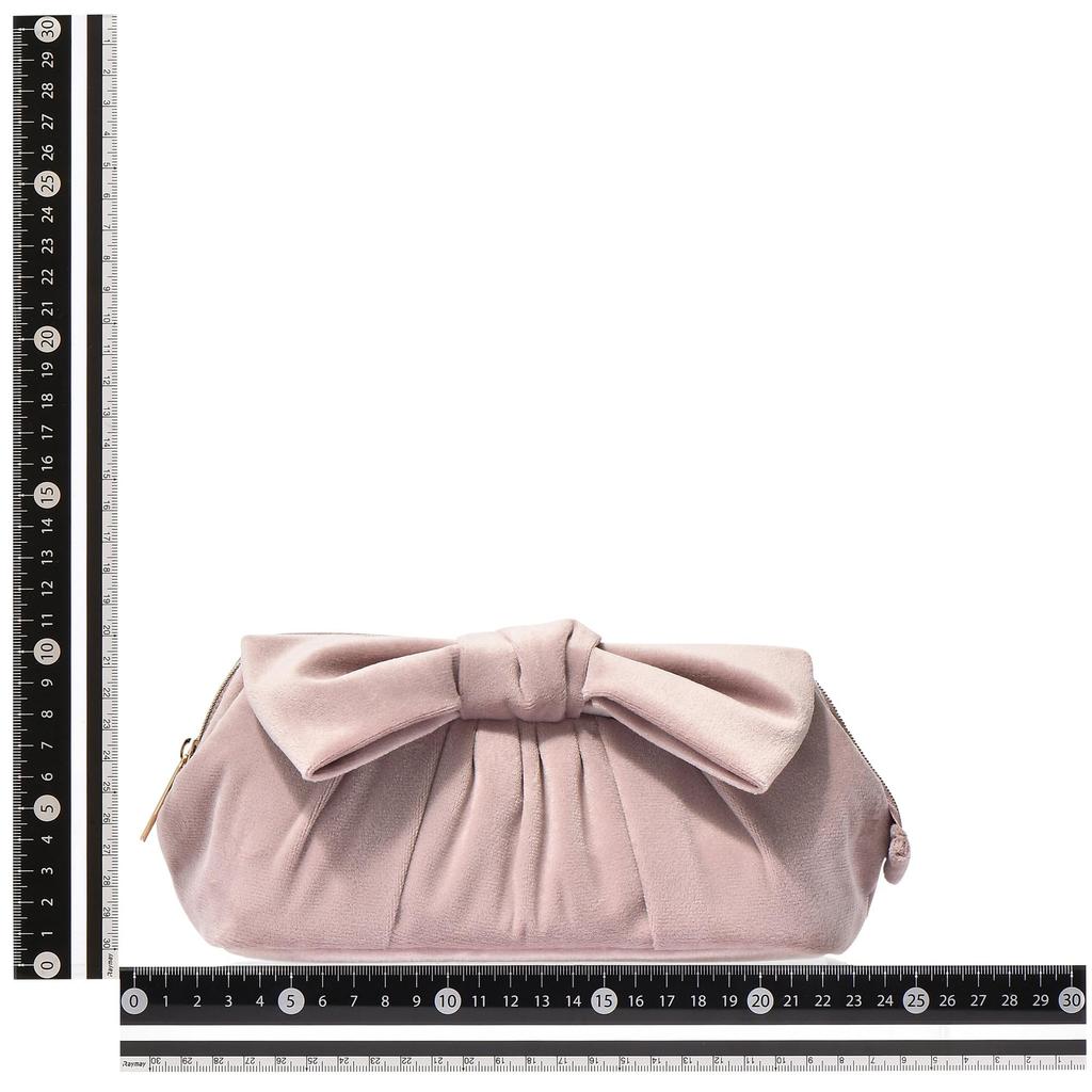 Francfranc Velvet Ribbon Wire with Makeup Cosmetic Storage Pouch, Pink, Pocket, Pouch,