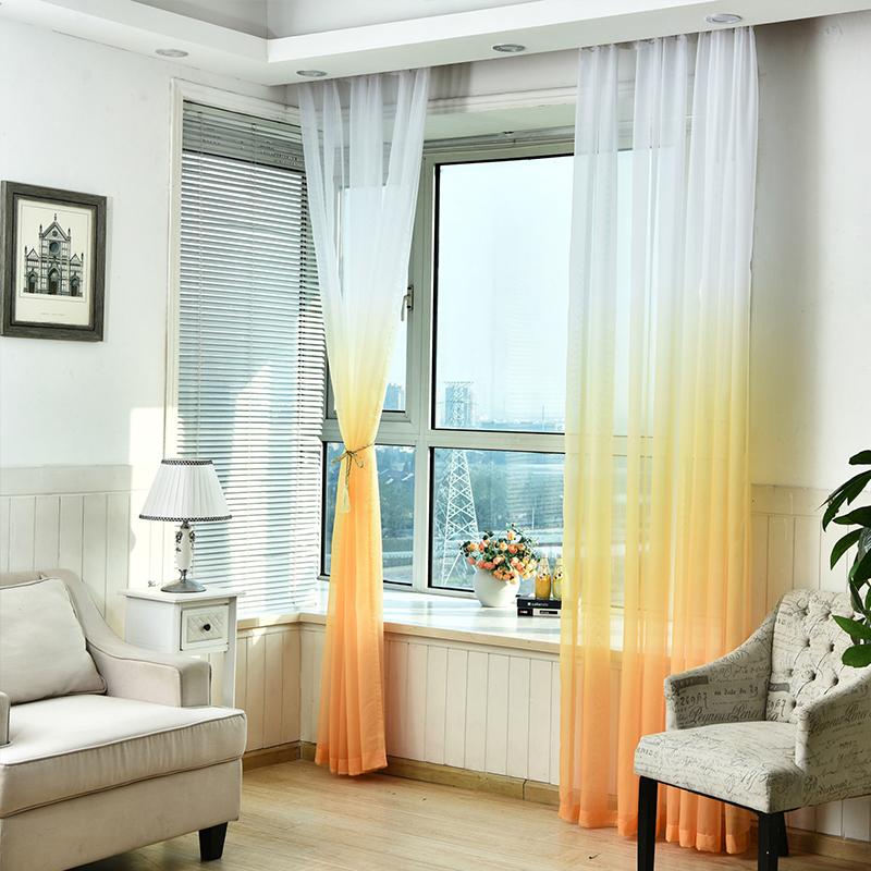 Современные синие градиентные цветные занавески, тюлевые декоративные прозрачные шторы для гостиной, спальни, кухни, отеля, дома, на оконных панелях