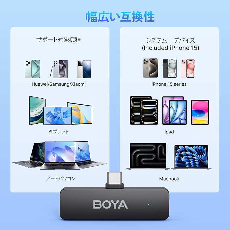 BOYA pin microphone 2.4ghz wireless microphone instant connection external smartphone lavalier microphone Plug and play noise reduction lightweight