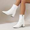 Женские ботильоны Боковая молния Стрейч Средний каблук Большой размер Короткие ботинки Остроносые туфли Botas De Mujer 2025