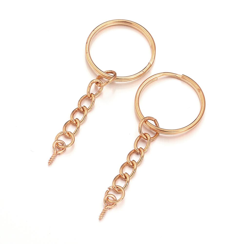 10pcs/Lot Iron Key Rings Keychain Key Chain Split Ring Metal Blank Gold Color Rhodium Keyrings DIY Jewelry Making Accessorie