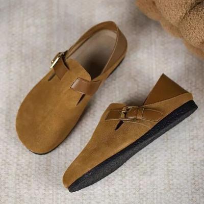 Новые женские туфли на плоской подошве с круглым носком и пряжкой на ремешке, повседневные туфли на плоской подошве для отдыха на открытом воздухе, женские туфли смешанных цветов с мягкой подошвой