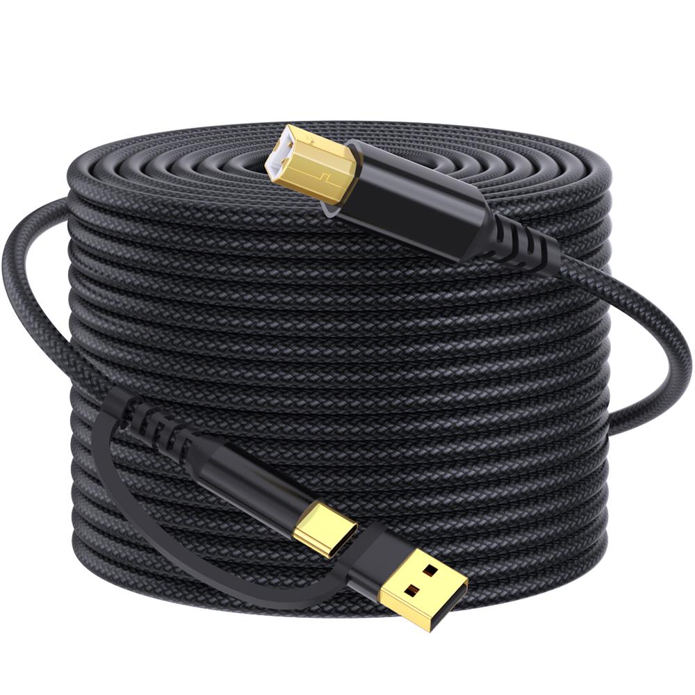 3m USB/Type-C to Square USB Type-B 2 in 1 Printer Cable Braided Printing Connection Cord