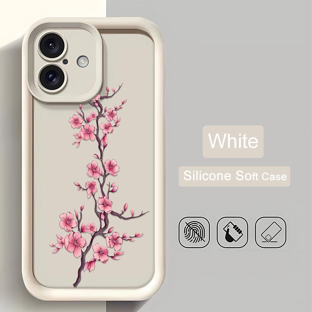 Чехол для телефона с цветами сливы для iPhone 16 15 14 Pro Plus 17 Air 13 12 11 Pro Max, силиконовый противоударный мягкий чехол Fundas