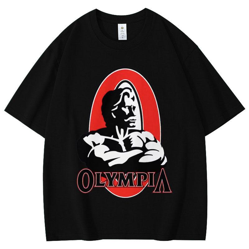 Ограниченная серия Спортивная футболка Olympia Gym для мужчин и женщин Модная винтажная футболка с коротким рукавом Повседневная свободная хлопковая футболка