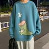Осенний мужской свитер с динозавром, универсальный индивидуальный свитер с круглым вырезом, свитер в гонконгском стиле