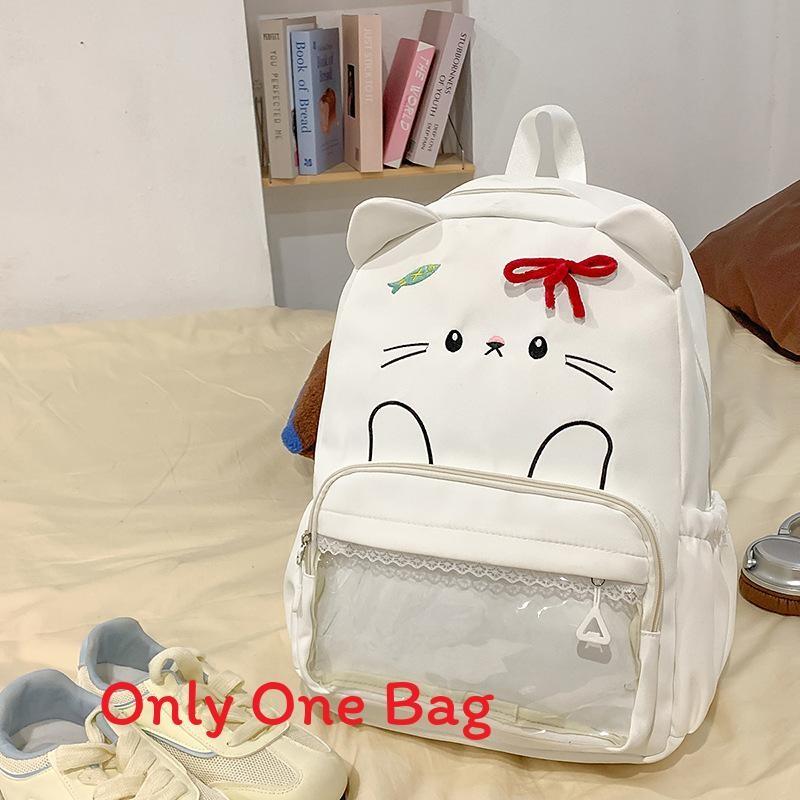 Bow Cute Cartoon Backpack For Teens With Nylon Material For Daily Use