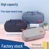 Многослойная сумка-пенал из Оксфордской ткани с двойной молнией: Большая вместимость для учеников средней и старшей школы