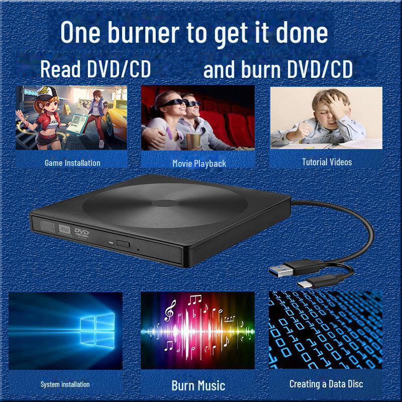 Внешний DVD-рекордер USB/Type-C для ноутбуков и настольных компьютеров