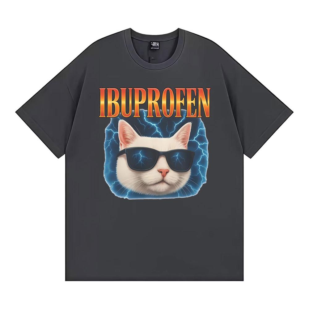 ИБУПРОФЕН Смешные Молния Dank Кот Мем Футболки Унисекс Одежда Мода Уличная Мода Футболка Летние Топы Свободные 100% Хлопок Футболка