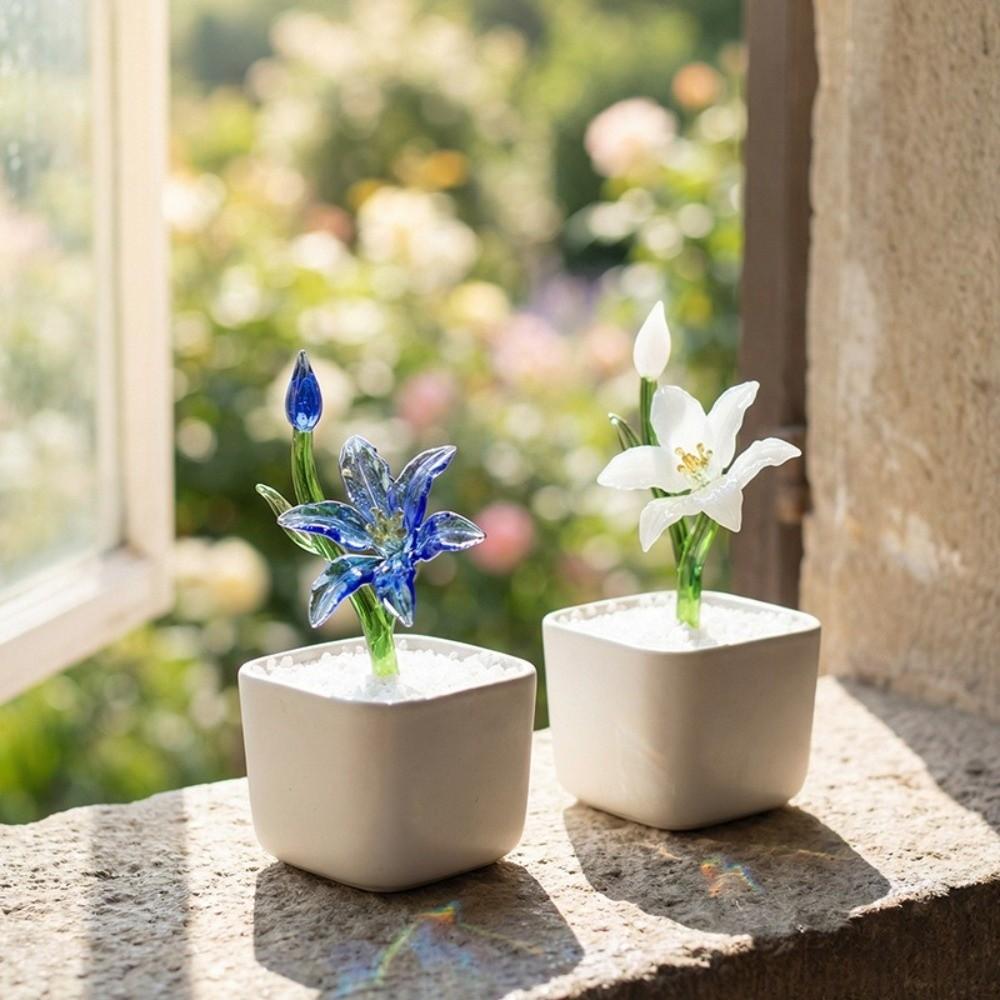 with Flowerpot Glass Flower Bouquet Mini Glass Flower Decor Wedding Decoration