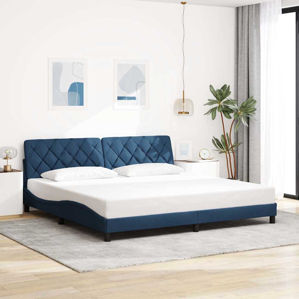 Bed Frame without Mattress Blue 200x200 cm Fabric