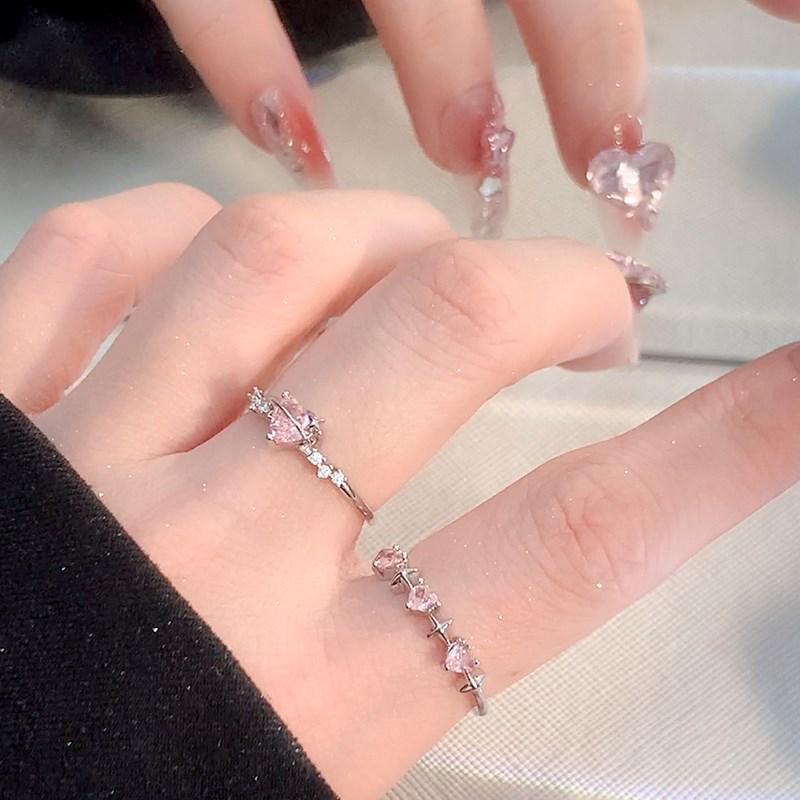 Регулируемое кольцо Barbie Pink Diamond Heart - Женское нишевое или для мизинца