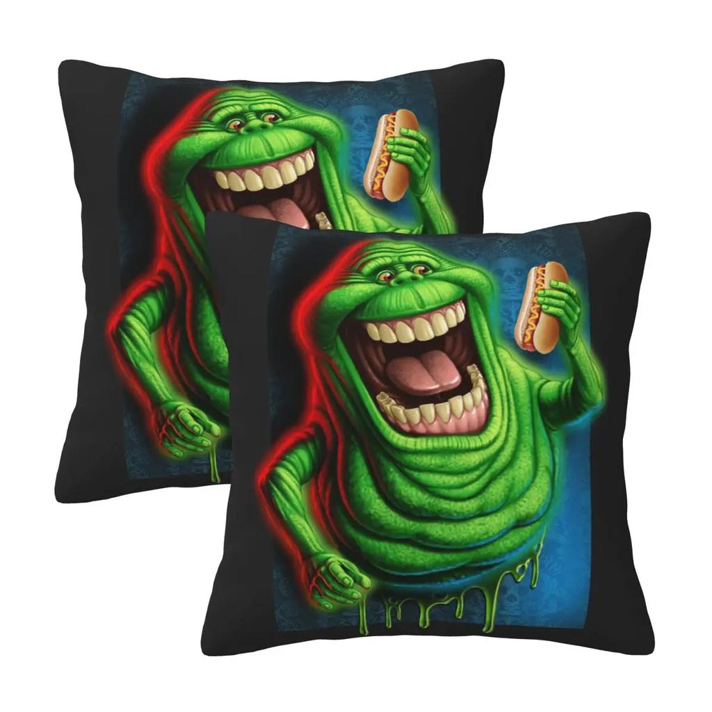 Ghostbusters Slimer 2 Pcs Square Pillowcase Pillow Cover Cushion Decor Comfort Throw Pillow For Home Living Room