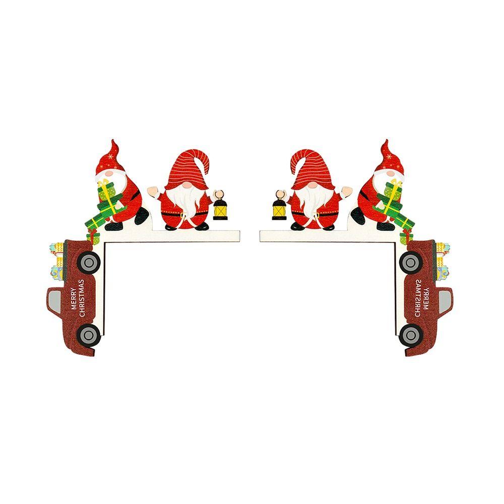 Santa Claus Xmas Door Corner Sign Wooden Door Corner Ornament Creative Door Frame Decoration