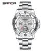 SANDA New 3266 Luxury Men's Watch Large Dial Multi Functional Waterproof Night Light Calendar Men's Quartz Watch