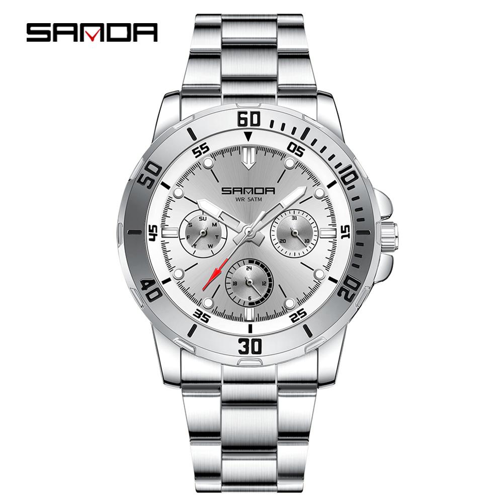 SANDA New 3266 Luxury Men's Watch Large Dial Multi Functional Waterproof Night Light Calendar Men's Quartz Watch