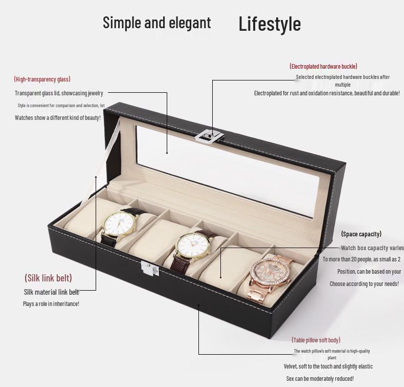 Кожаный дисплейный кейс для часов и ювелирных изделий с несколькими отделениями и верхним светом
