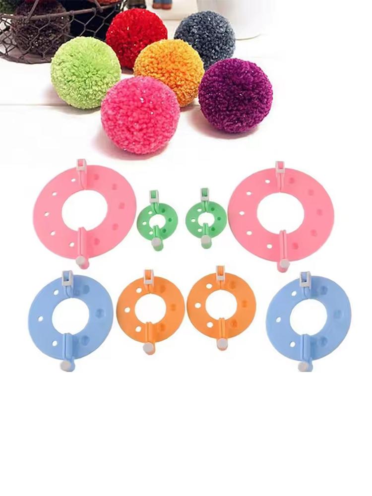 8PCS 4 Sizes Fluff Ball Weaver PomPom Maker Knitting Loom Kit Kids DIY Diy Craft Supplies Maker Knitting Tools